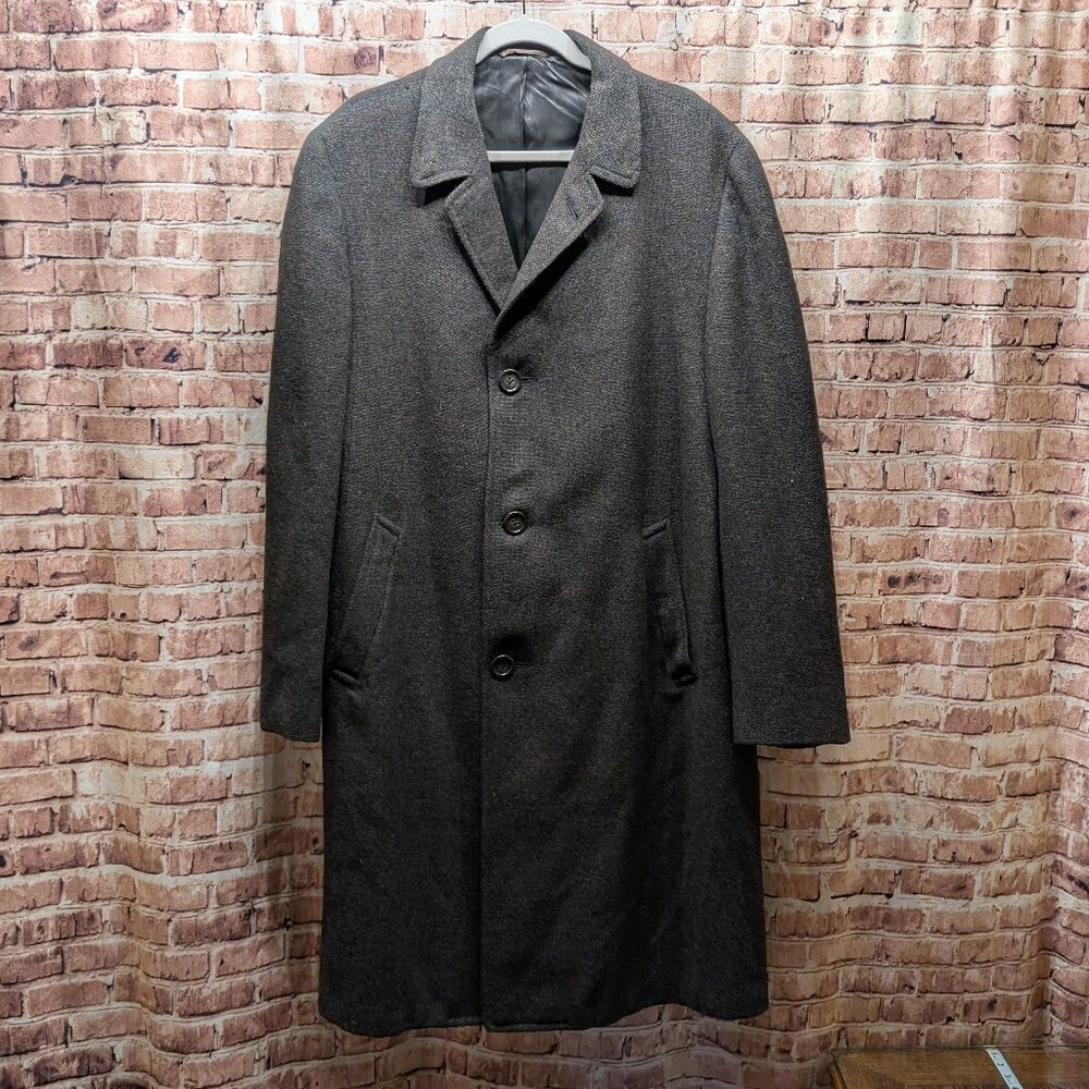 Hart Schaffner & Marx Classic VINTAGE Gray WOOL Overcoat 🪡🧵NEEDS REPAIR
